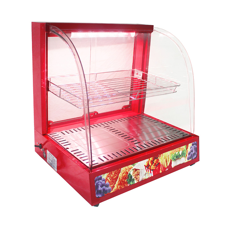 Máquina calentadora de exhibición de alimentos de vidrio de arco eléctrico de cocina comercial de acero inoxidable