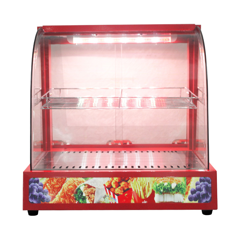 Máquina calentadora de exhibición de alimentos de vidrio de arco eléctrico de cocina comercial de acero inoxidable