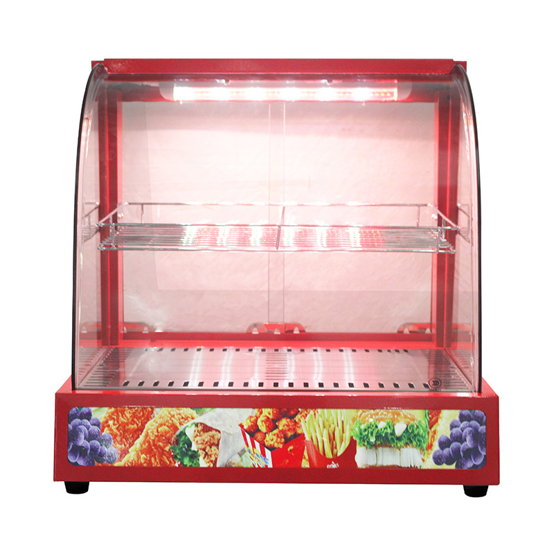 Máquina calentadora de exhibición de alimentos de vidrio de arco eléctrico de cocina comercial de acero inoxidable