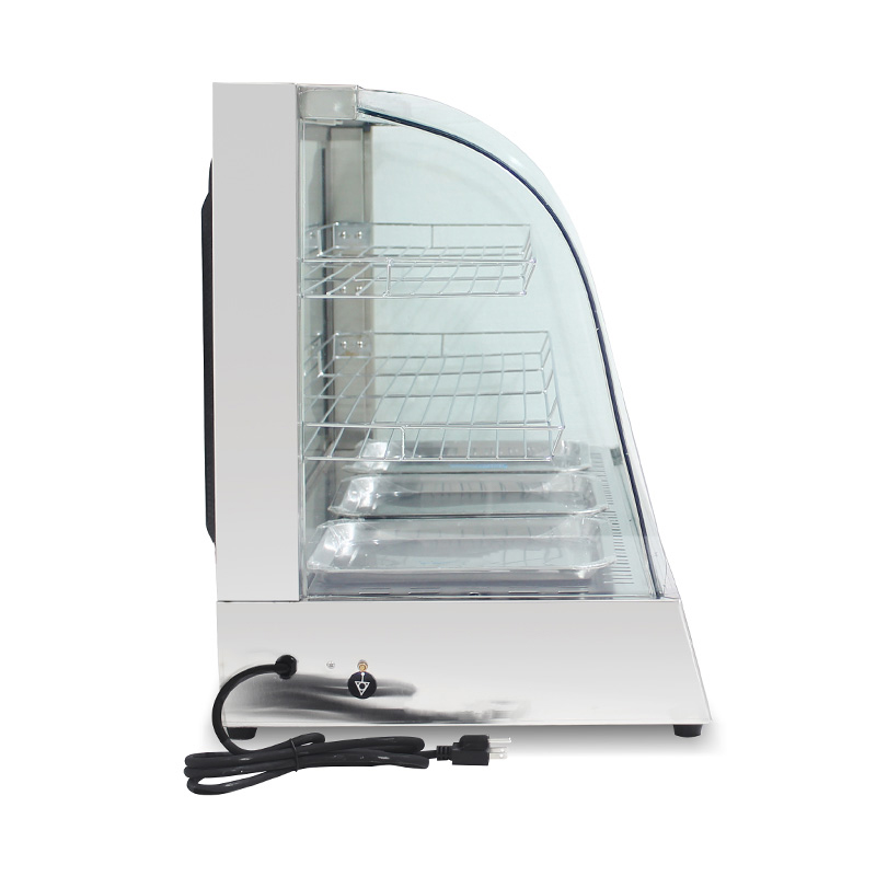 Máquina calentadora de exhibición de alimentos de vidrio de arco eléctrico de cocina comercial de acero inoxidable