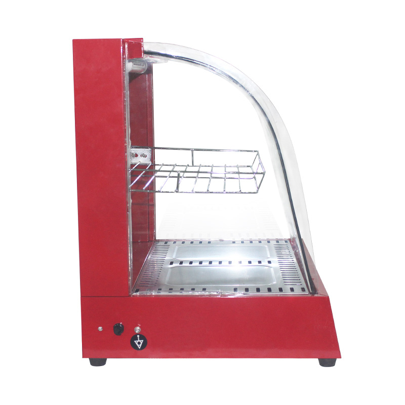 Máquina calentadora de exhibición de alimentos de vidrio de arco eléctrico de cocina comercial de acero inoxidable