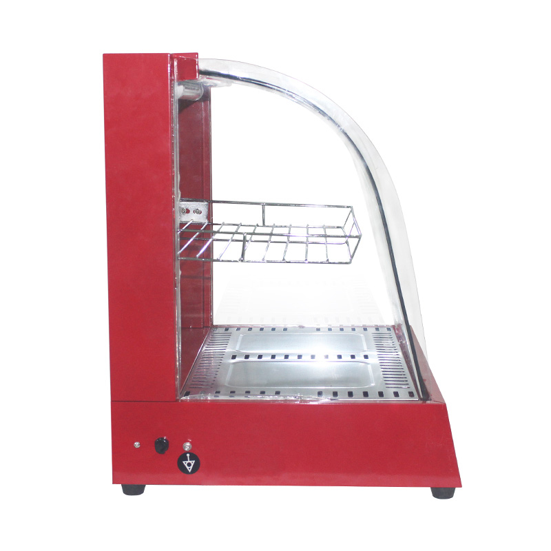Máquina calentadora de exhibición de alimentos de vidrio de arco eléctrico de cocina comercial de acero inoxidable