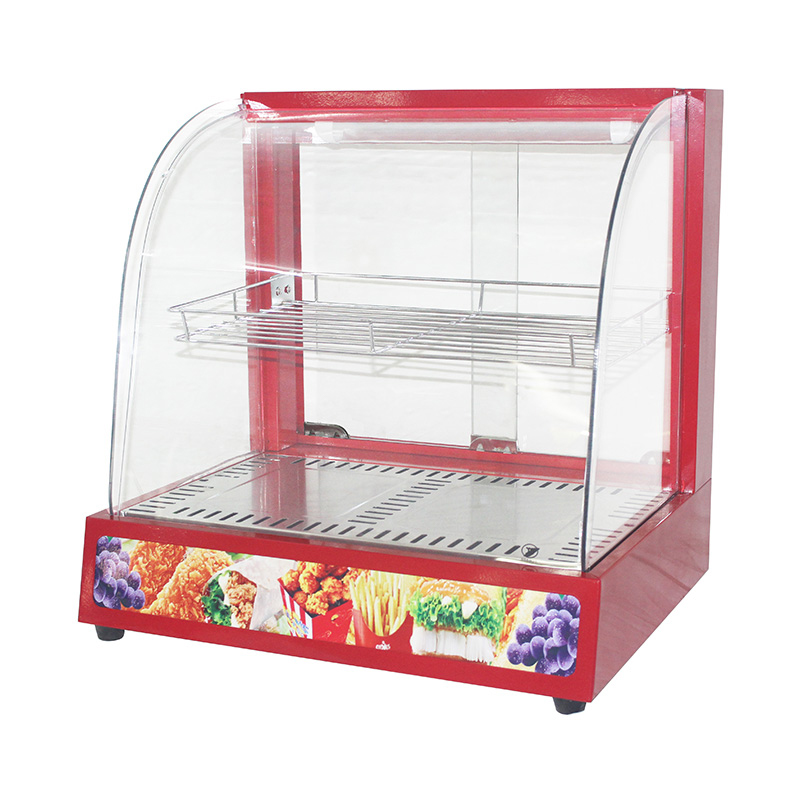 Máquina calentadora de exhibición de alimentos de vidrio de arco eléctrico de cocina comercial de acero inoxidable