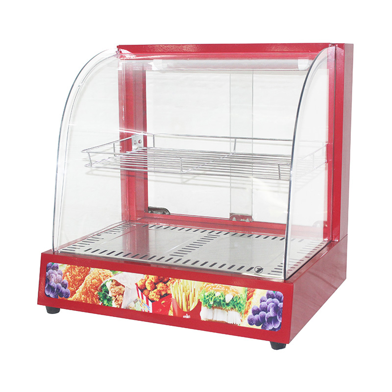 Máquina calentadora de exhibición de alimentos de vidrio de arco eléctrico de cocina comercial de acero inoxidable