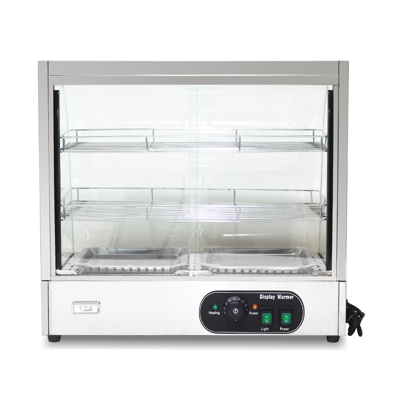 Máquina calentadora de exhibición de alimentos de vidrio de arco eléctrico de cocina comercial de acero inoxidable
