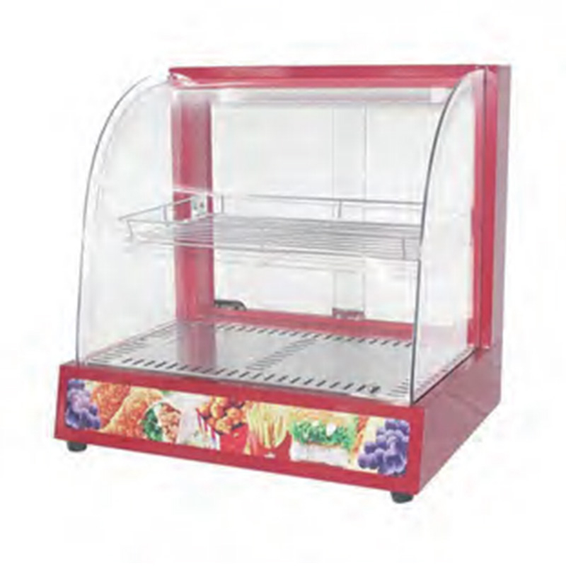 Máquina calentadora de exhibición de alimentos de vidrio de arco eléctrico de cocina comercial de acero inoxidable