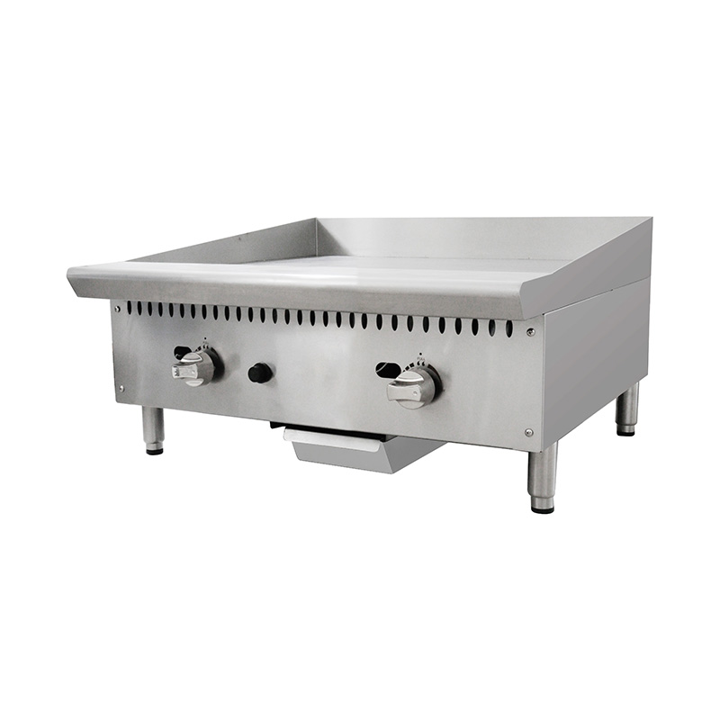 Plancha comercial de acero inoxidable para gas natural/GLP con protector contra llamas