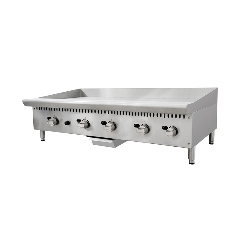 Plancha comercial de acero inoxidable para gas natural/GLP con protector contra llamas